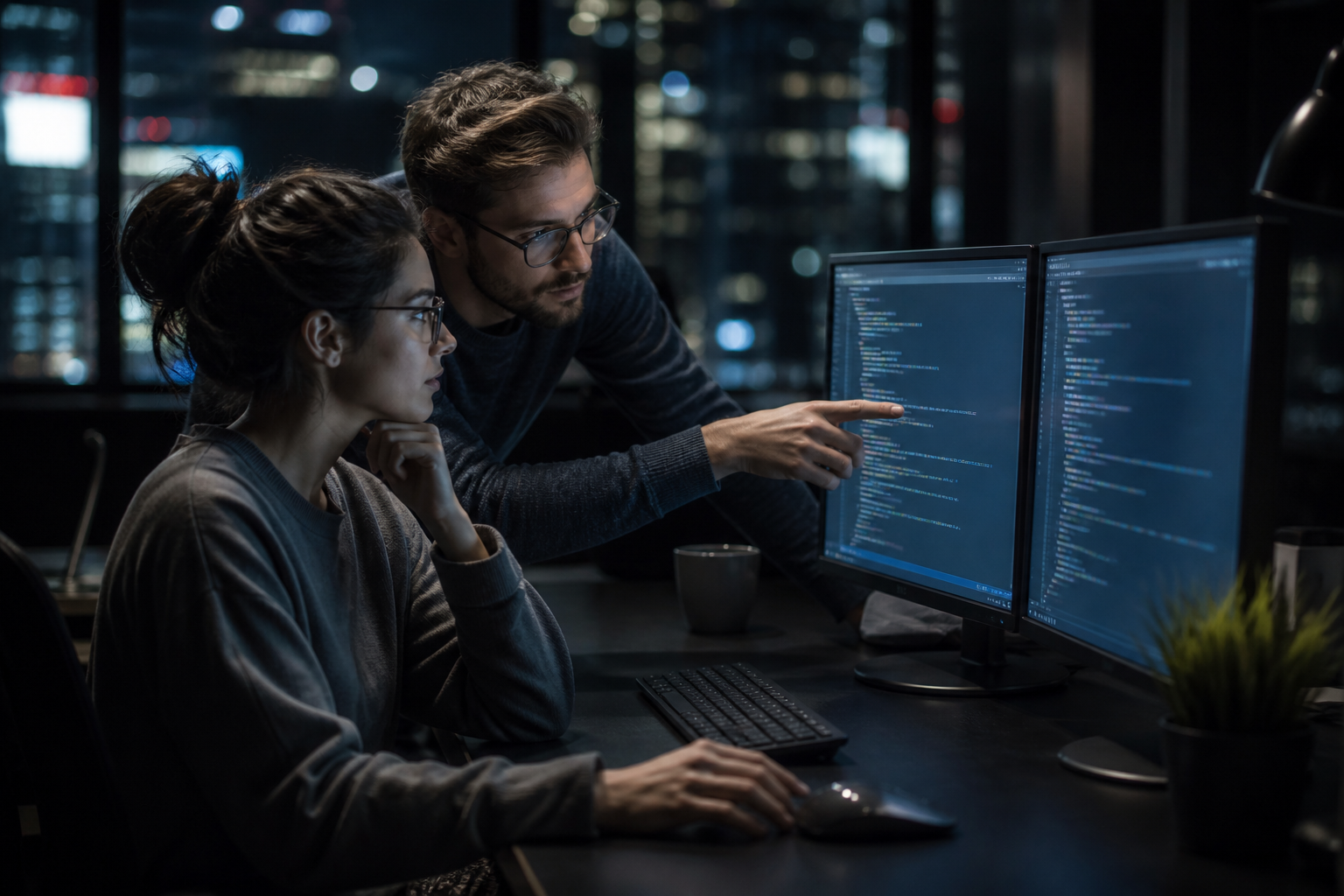 Titan Coders engineers collaborating in a modern development studio